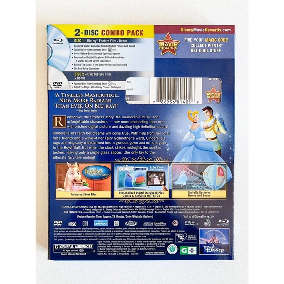 Cinderella Blu-ray/DVD, 2012, 2-Disc Set, Diamond Edition With Slipcover - Picture 2 of 9